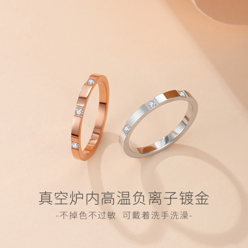 三鑽戒指碎鑽排鑽男女18K玫瑰金尾戒小指小衆設計輕奢高級感新款