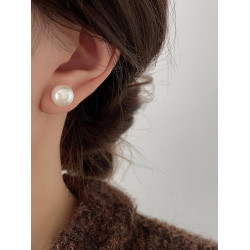 施家扁圓饅頭珍珠耳釘高級感珍珠耳釘輕奢小衆S925銀針珮戴不過敏