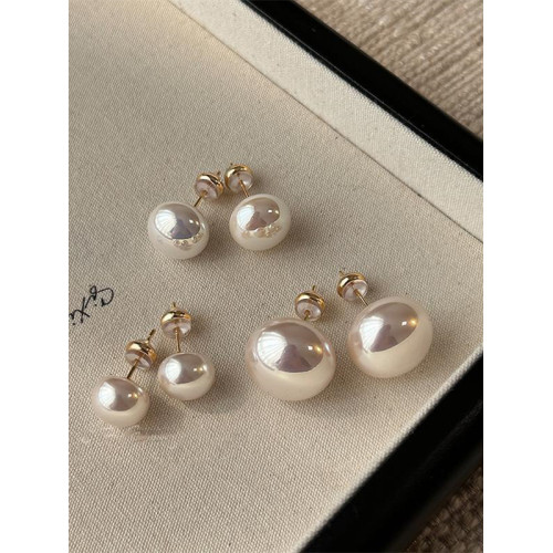 施家扁圓饅頭珍珠耳釘高級感珍珠耳釘輕奢小衆S925銀針珮戴不過敏