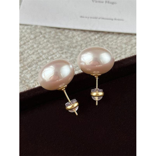 施家扁圓饅頭珍珠耳釘高級感珍珠耳釘輕奢小衆S925銀針珮戴不過敏