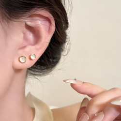 三對裝！貓眼石耳釘女輕奢高級感精緻耳環小巧養耳洞睡覺免摘耳飾