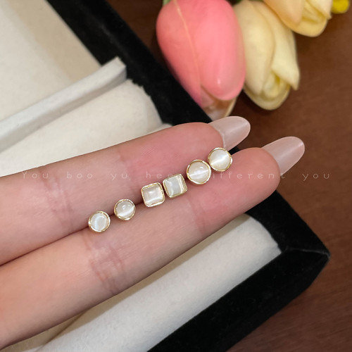 三對裝！貓眼石耳釘女輕奢高級感精緻耳環小巧養耳洞睡覺免摘耳飾