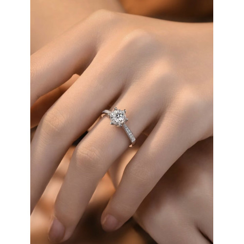 D色進口莫桑石1克拉鑽戒求婚訂婚結婚微鑲經典六爪戒指女婚嫁首飾 D色進口莫桑石1克拉鑽戒求婚訂婚結婚微鑲經典六爪戒指女婚嫁首飾