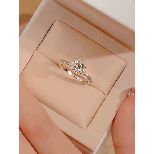 D色進口莫桑石1克拉鑽戒求婚訂婚結婚微鑲經典六爪戒指女婚嫁首飾 D色進口莫桑石1克拉鑽戒求婚訂婚結婚微鑲經典六爪戒指女婚嫁首飾