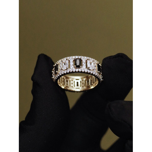 美拉德復古哥特風重工整圈鑲鑽戒指指環法國小衆高級感設計超閃女