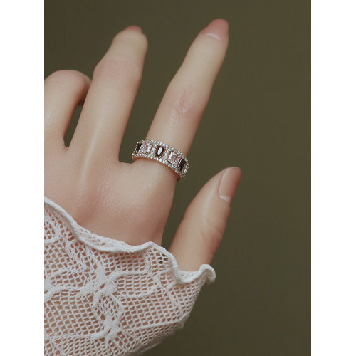 美拉德復古哥特風重工整圈鑲鑽戒指指環法國小衆高級感設計超閃女