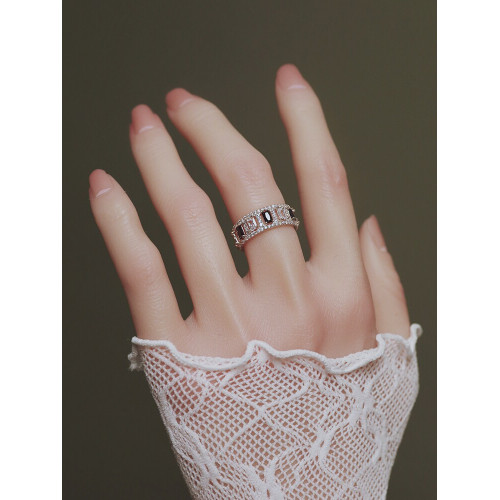 美拉德復古哥特風重工整圈鑲鑽戒指指環法國小衆高級感設計超閃女