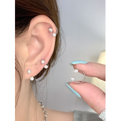 嘟嘟夫婦超閃耳骨釘睡覺不用摘雙頭擰釦馬蹄環醫用鈦鋼耳釘耳圈女