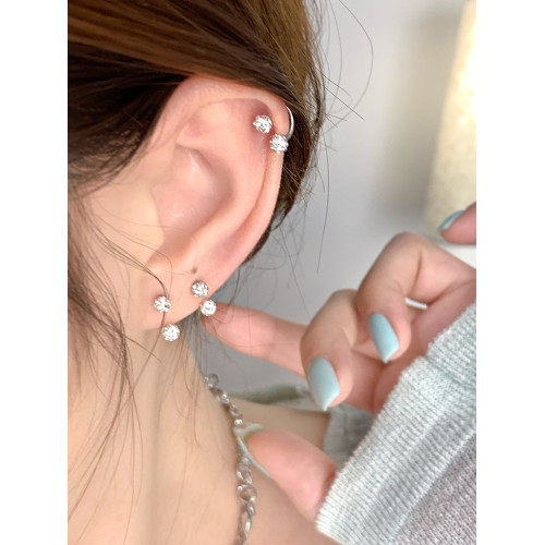 嘟嘟夫婦超閃耳骨釘睡覺不用摘雙頭擰釦馬蹄環醫用鈦鋼耳釘耳圈女