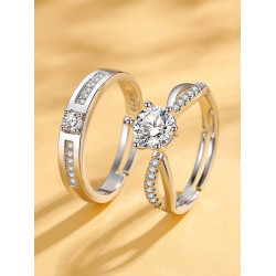 仿真結婚戒指一對莫桑假鑽戒結婚婚禮儀式交換道具活口可調節婚戒