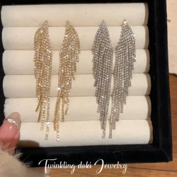 滿鑽超閃長款流蘇耳環女輕奢氣質小衆設計感2026新款耳釘韓系耳夾