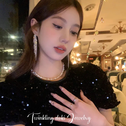 滿鑽超閃長款流蘇耳環女輕奢氣質小衆設計感2026新款耳釘韓系耳夾