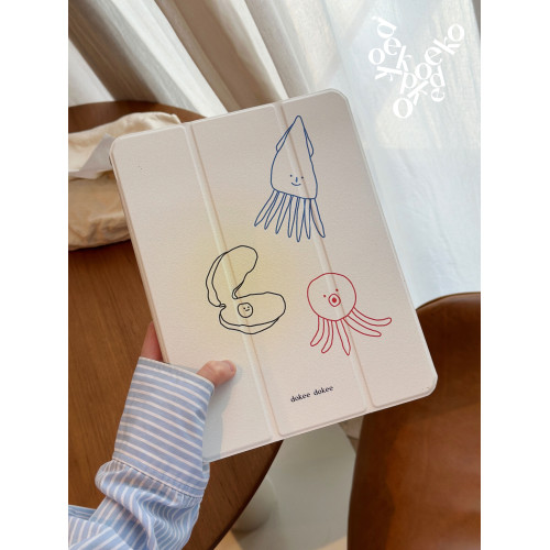 dokee dokee 原創《小海鮮》新款透明ipad保護殼 帶筆槽 適用於蘋果平板防摔保護套全包