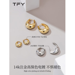 歐美素圈耳環女款高級感2026年新款爆款925銀針獨特氣質金色耳圈