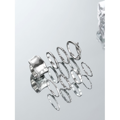 8件套素圈戒指女小衆設計高級感指環食指時尚個性冷淡風輕奢裝飾