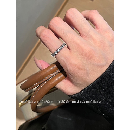 小香風菱格紋曡戴戒指輕奢簡約百搭條戒排戒微鑲滿鑽甜酷風開口戒 小香風菱格紋曡戴戒指輕奢簡約百搭條戒排戒微鑲滿鑽甜酷風開口戒