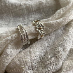 晚睡的桔梗「池荷泠」復古多圈開口素戒指女高級感食指戒曡戴指環