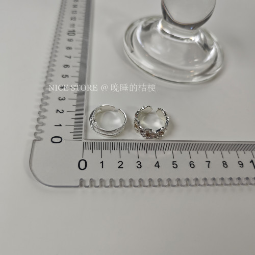 晚睡的桔梗「池荷泠」復古多圈開口素戒指女高級感食指戒曡戴指環