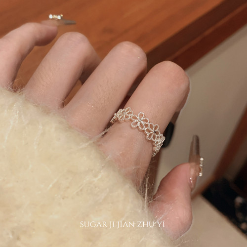 超仙鏤空花朵戒指女小衆高級感溫柔甜美食指戒子2026年新款爆款
