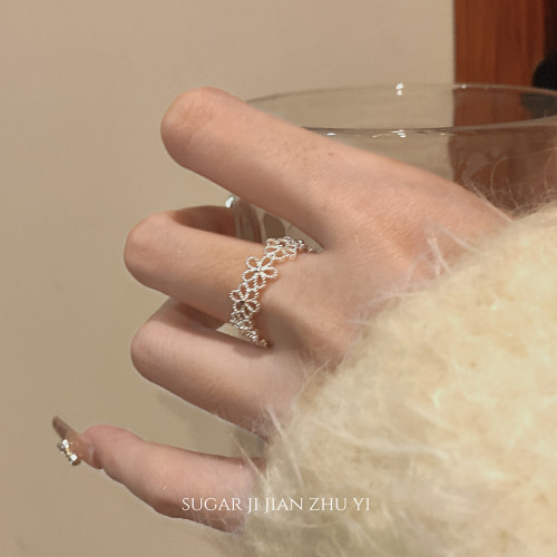 超仙鏤空花朵戒指女小衆高級感溫柔甜美食指戒子2026年新款爆款