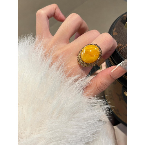 原版!個性金色蜜蠟食指戒指女小衆設計輕奢高級感食指環配飾復古 原版!個性金色蜜蠟食指戒指女小衆設計輕奢高級感食指環配飾復古