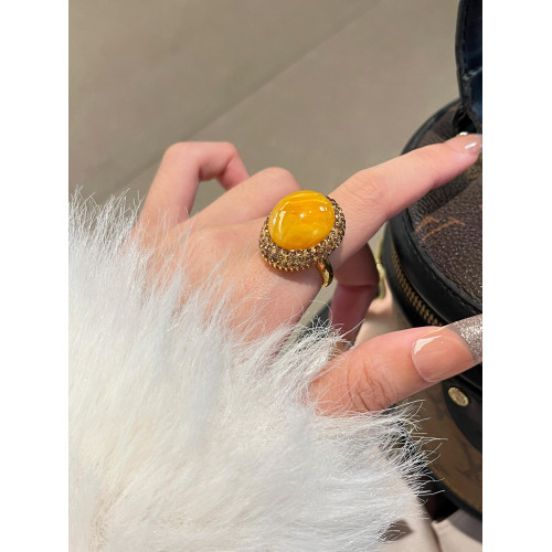 原版!個性金色蜜蠟食指戒指女小衆設計輕奢高級感食指環配飾復古 原版!個性金色蜜蠟食指戒指女小衆設計輕奢高級感食指環配飾復古