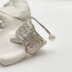 925銀冷淡風不規則幾何線條開口戒指環可調節女士簡約設計高級感