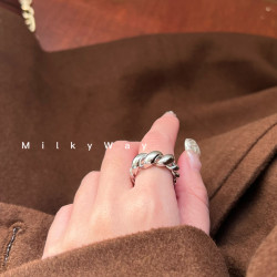有跡MilkyWay螺旋螺紋不規則戒指ins冷淡風韓國合金開口指環女