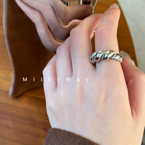 有跡MilkyWay螺旋螺紋不規則戒指ins冷淡風韓國合金開口指環女 有跡MilkyWay螺旋螺紋不規則戒指ins冷淡風韓國合金開口指環女