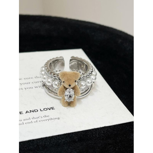 高品質~植物小熊珍珠戒指女套裝珍珠項鍊高級感小衆輕奢