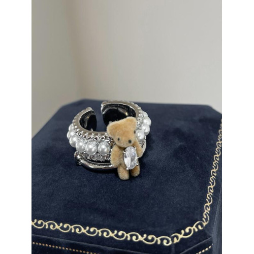 高品質~植物小熊珍珠戒指女套裝珍珠項鍊高級感小衆輕奢