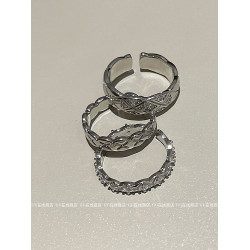 TiTi金智妮jennie同款小香風菱格鑲鑽戒指女銀色曡戴高級感開口戒