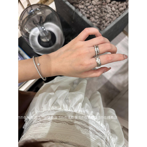 TiTi金智妮jennie同款小香風菱格鑲鑽戒指女銀色曡戴高級感開口戒