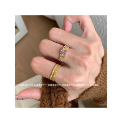 TiTi·vintage紫荊花鑲鑽戒指復古宮廷風輕奢食指戒高級感指環