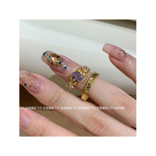 TiTi·vintage紫荊花鑲鑽戒指復古宮廷風輕奢食指戒高級感指環