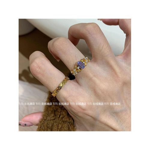 TiTi·vintage紫荊花鑲鑽戒指復古宮廷風輕奢食指戒高級感指環