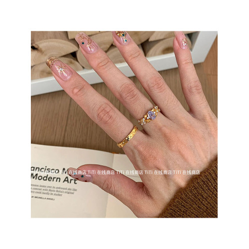 TiTi·vintage紫荊花鑲鑽戒指復古宮廷風輕奢食指戒高級感指環