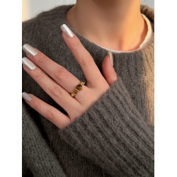 復古美拉德虎眼石串珠戒指秋冬指環小衆設計感國風手飾氣質高級感