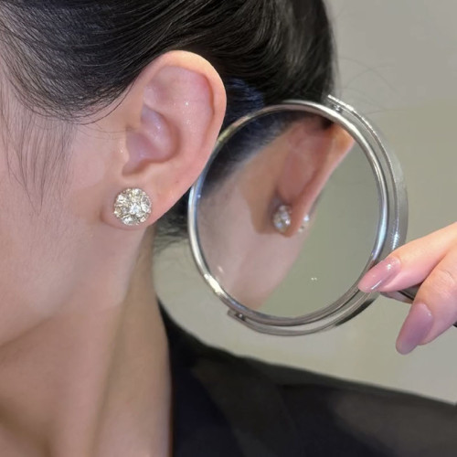 鋯石球球磁吸無耳洞款耳環精緻百搭高級感耳飾氣質輕奢高級感耳夾