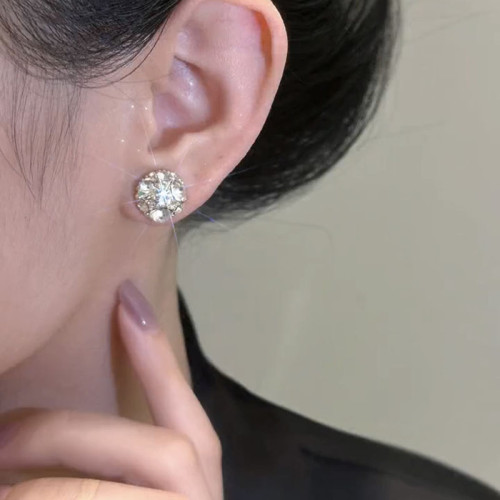 鋯石球球磁吸無耳洞款耳環精緻百搭高級感耳飾氣質輕奢高級感耳夾