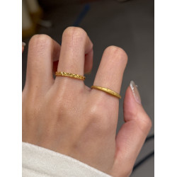 啞光磨砂印花鈦鋼戒指女個性百搭小衆設計復古簡約食指戒不掉色