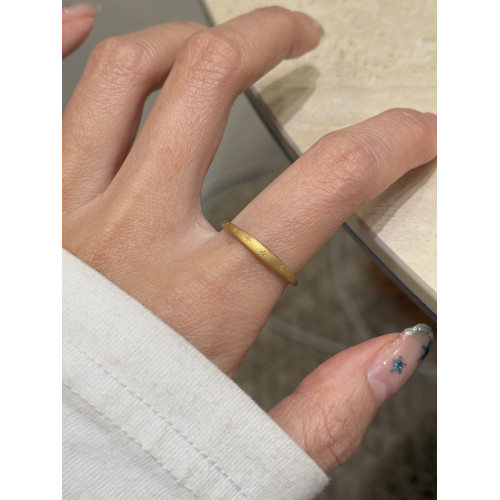 啞光磨砂印花鈦鋼戒指女個性百搭小衆設計復古簡約食指戒不掉色