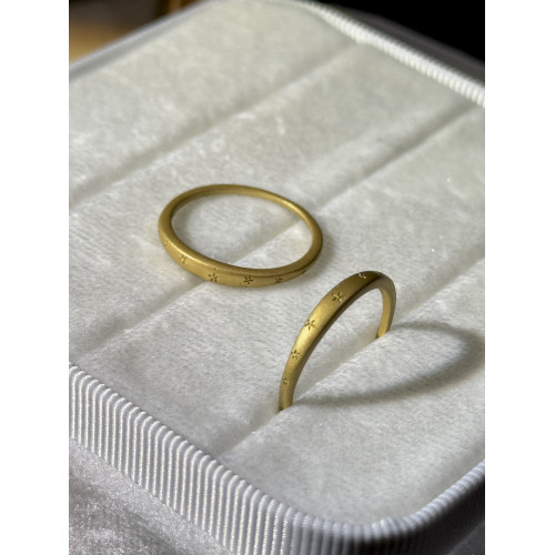 啞光磨砂印花鈦鋼戒指女個性百搭小衆設計復古簡約食指戒不掉色