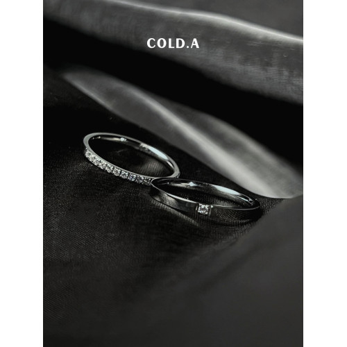 鍾情/不掉色鈦鋼戒指女情侶款對戒閉口鋯石曡戴自律尾戒男小指