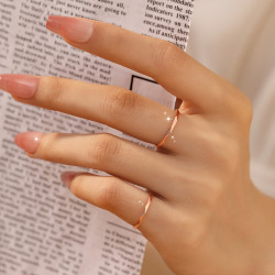 細版稜紋戒指小衆設計18k玫瑰金小指尾戒女新款爆款關節高級感