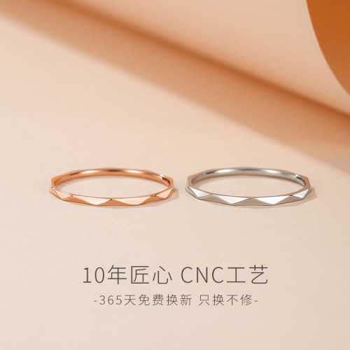 細版稜紋戒指小衆設計18k玫瑰金小指尾戒女新款爆款關節高級感