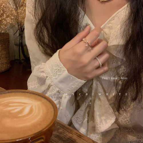 「初戀這件小事」輕奢氣質百搭粉色鋯石戒指小衆設計感個性指環