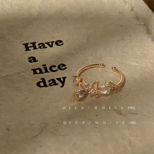 「初戀這件小事」輕奢氣質百搭粉色鋯石戒指小衆設計感個性指環