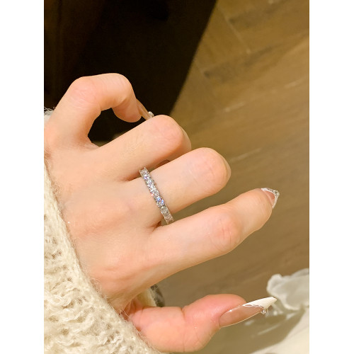 一眼淪陷！超閃滿鑽戒指女輕奢高級感尾戒素圈戒指女小衆設計指環