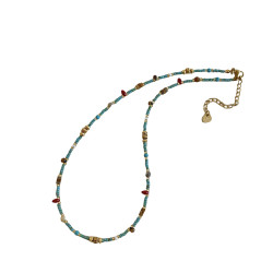 天然石綠松石串珠項鍊女款2025新款高級感輕奢小衆設計鎖骨鍊頸鏈